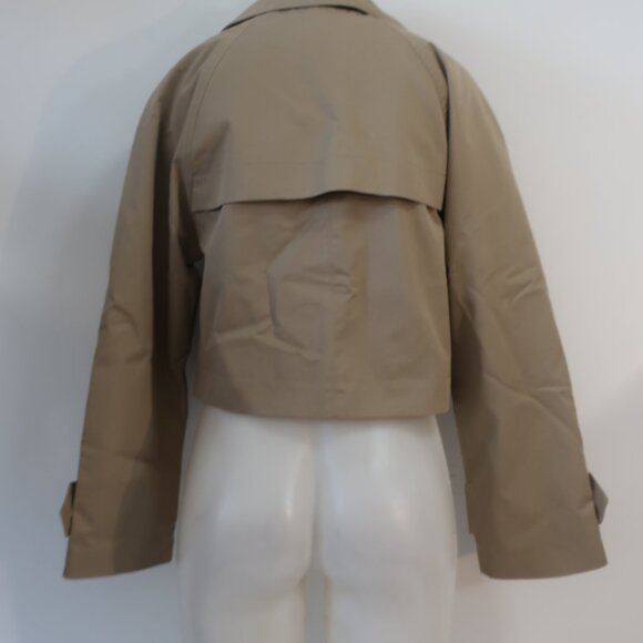 NWT Womens MNG Mango Tan Double Breasted Cropped Trench Jacket S - Picture 12 of 13